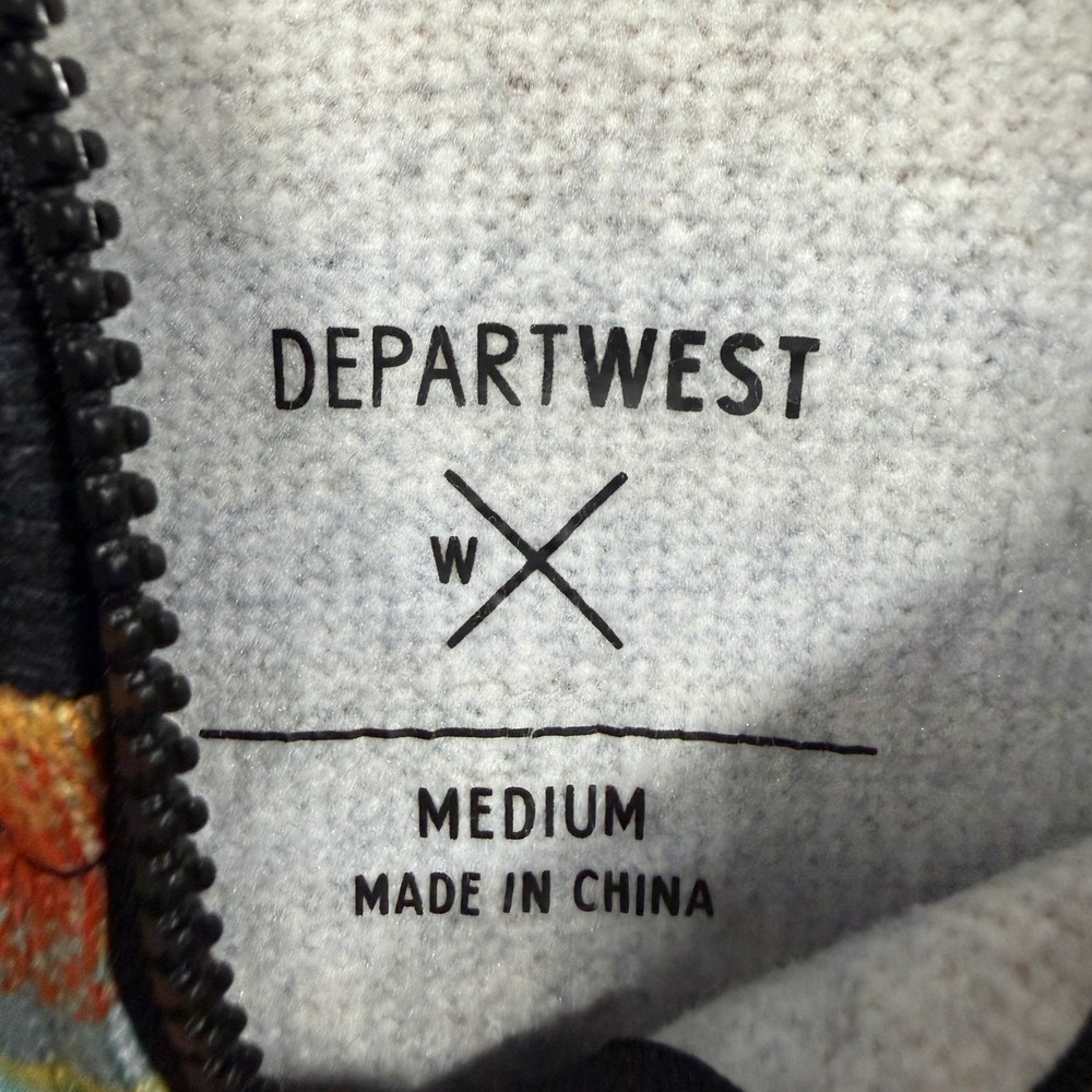 Departwest Hoodie Mens Medium Black Orange Striped Baja Quarter Zip DWK365BK - Picture 3 of 9
